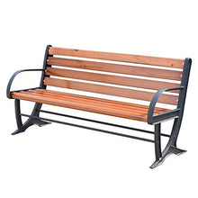 Panca da giardino per patio Mobili per sedersi da terrazza, Panca con telaio in acciaio antiruggine per impieghi gravosi, Sgabello per parco, Panca con schienale a doghe in legno massello da 5 cm re