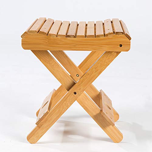 æ— Sgabello pieghevole in legno di bambù, sgabello pieghevole in legno, sgabello da cucina, sgabello pieghevole in bambù resistente, sgabello portatile in legno per bagno, picnic, spiaggia e campeggio