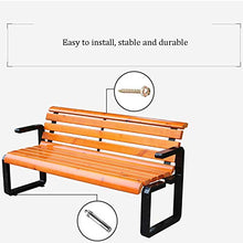 Panchina da esterno in ghisa, seduta in legno massello, con schienale, poltrona, panchina da terrazza, sedia a schiera da giardino anti-corrosione e resistente al sole, per giardino/ veranda / balco