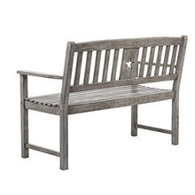 Pureday Panca da Giardino con punzonatura a Stella, Grigio Lavato, Legno di eucalipto, Circa B 120 x T 58 x H 87 cm