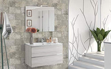 Mobile da bagno con lavabo - Componibile bagno 2 cassetti con maniglia a gola, lavabo e specchio con luce a Led cm. 80 x 46 x 51h. (STMB)