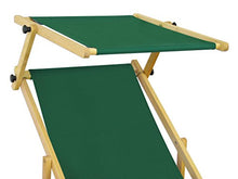 Sedia a Sdraio Verde con braccioli, Parasole Pieghevole e tavolino in Faggio 10-304NST