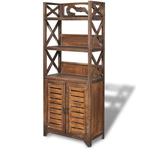GOTOTOP Mobiletto Alto da Bagno,Armadietto da Terra in Legno per Il Bagno,Armadietto da Pavimento da Bagno,con 3 Scomparti e 2 Ante,in Legno di paulownia e MDF,46 x 24 x 117.5 cm,Marrone