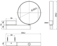 Emco 109506017 - Specchio cosmetico rotondo con illuminazione, con braccio articolato, ingrandimento 3x e 7x, specchio su entrambi i lati
