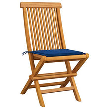 FAMIROSA Sedie da Giardino con Cuscini Blu 4 pz Massello di Teak-2572