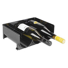 mDesign Set da 8 portabottiglie vino e bevande – Portabottiglie frigo impilabili e con pratici manici – Scaffale portabottiglie per la cucina in plastica senza BPA – nero