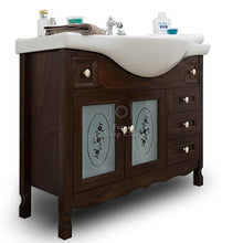 Shop Chic Mobile bagno in legno in stile classico noce con lavabo ante e cassetti
