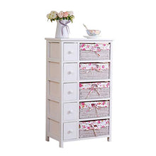 Lw Shelf Mobili Camera da Letto Cassettiera, 5-Layer Cabinet Cassetti con Cesti di Vimini (Color : Pink)