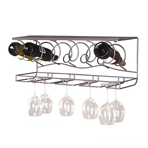 Porta bottiglie da vino Espositore per vino da parete, Portabottiglie della decorazione della parete, Rack di stoccaggio per bicchieri di vino multifunzione Supporto per calice da banco, L70xW23xH27cm