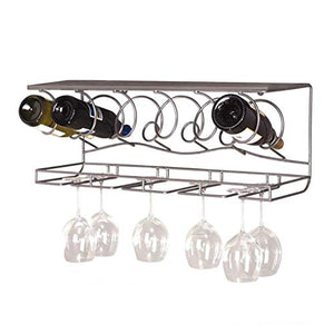 Porta bottiglie da vino Espositore per vino da parete, Portabottiglie della decorazione della parete, Rack di stoccaggio per bicchieri di vino multifunzione Supporto per calice da banco, L70xW23xH27cm