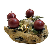 Ambientehome Adventskranz Adventsschale Teak rund Circa 25 cm Wurzelschale Wurzelholz Holzschale Teakschale Dekoschale Corona dell'Avvento, Rotonda, radice di Legno, Ciotola Decorativa, Marrone