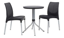 Keter Set Balcony Chelsea, Set Mobili da Esterno in Rattan 2 Sedie e Tavolino con Superficie Liscia, Grafite