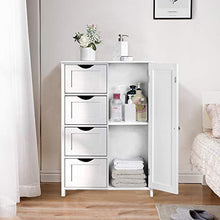POPSPARK Mobile Bagno con 4 Cassetti e 1 Mobile Contenitore in Legno,Armadietto da Bagno per Soggiorno e Corridoio,Bianco