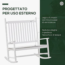 Outsunny Panchina a Dondolo da Giardino 2 Posti con Schienale Alto e Braccioli in Legno 117x85x120cm, Bianco