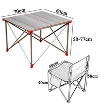 N/Z Daily Equipment Folding Table Adjustable Height Lightweight Portable Camping Table Bearing 200 kg 4 Chairs with Storage Bag for Barbecue Camp Beach Backyards Lake BBQ Party