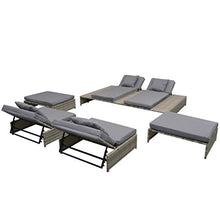 Festnight 15 Pz Set Salotto Sdraio Prendisole Mobili Prendisole da Sole Reclinabile con Cuscini Grigi da Giardino/Patio/Piscina all'Aperto da EsterniEsterni Polirattan Grigio
