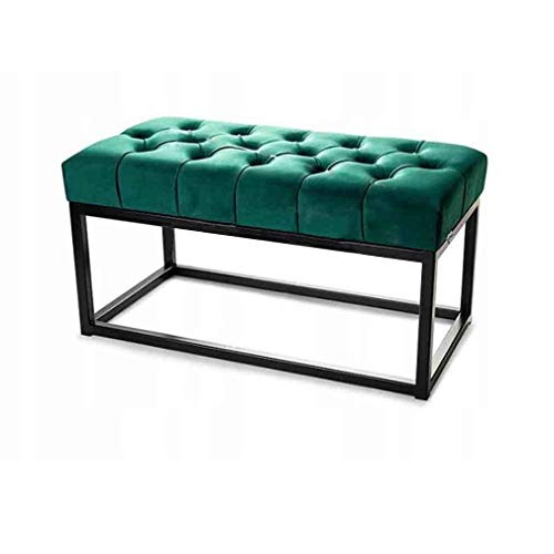 LXESWM Panca Ottomana Ingresso Cambio di Scarpe Panca Ottomana Bench Poggiapiedi Soggiorno Divano Sgabello Bedroom Sgabello in Ferro Battuto Base (Colore : Dark Green, Size : 60cm)