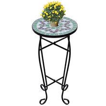 Tidyard Tavolo da Giardino Mosaicato, Tavolini da caffè con Gambe in Ferro per Interno ed Esterno, Stile Rustico, 60 cm