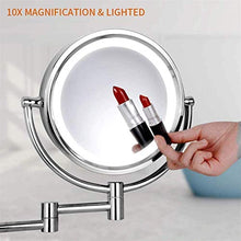Specchio da bagno, anti-appannamento, specchio da Specchio da bagno a led illuminato impermeabile, specchio di trucco, specchio da barba con ingrandimento 1x / 10x doppio lato doppio, specchio rotante