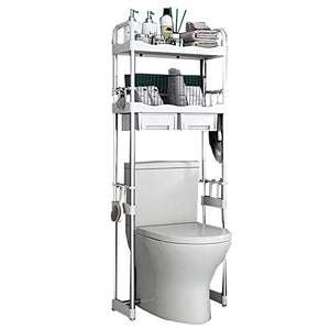 Zzmop Portaoggetti per WC a 2 Livelli con Cassetto,Supporto per Organizer da Bagno Regolabile in Acciaio Inossidabile,Ripiano Multifunzionale,Salvaspazio.