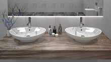 VBChome Lavabo in ceramica, 60 x 40 x 17 cm, design ovale, lavabo, per bagno, lavandino d'aspirazione, per ospiti, WC