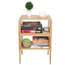 Zerone Comodino con Cassetto,Set di 2 Comodino Piccolo impilato in bambù Cassettiera Camera da Letto Comodino con Cassetto e Scompartimento Aperto Supporta 40x29x42 cm