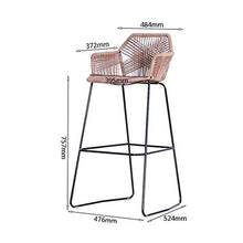 XHCP Sgabelli da Bar Sgabello da Bar Sedia da Pranzo in Metallo + Materiale in Rattan Intrecciato Adatto per Cucina Colazione Bar Lounge Chair Schienale poggiapiedi ringhiera Balcone (Colore: A)