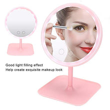 Specchio cosmetico a LED regolabile con ricarica USB, colore: rosa