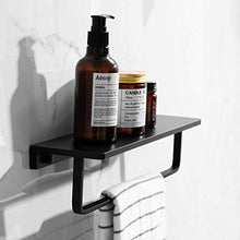 WDGNY mensola da bagno nero ripiani con portasciugamani spazio in alluminio multifunzione, mensola da bagno, portasalviette, montaggio a parete impermeabile 0724