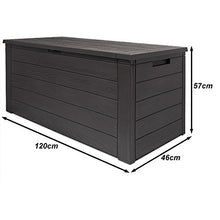 Deuba Baule da Giardino Effetto Legno 120 x 46 x 57 cm Box Contenitore XXL Idrorepellente con Coperchio