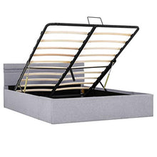 Tidyard Letto Idraulico Contenitore LED Grigio Chiaro Tessuto 140x200cm,Camera da Letto, Camera degli Ospiti o dormitorio