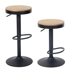 YOUNIKE 2 x Sgabello da Bar Sedia da Bar in Legno massello 58-80 cm Regolabile in Altezza, Sgabello Girevole a 360 ° con poggiapiedi, per Cucina Bar caffetteria, Nero