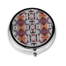 Scatola rotonda per medicina portatile, mini portapillole in metallo, dispenser per pillole tascabili, borsa da viaggio, viola, rosa, arancione, rosso, etnico tribale