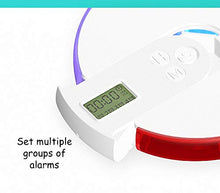 Scatola per pillole portatile, portapillole con timer sveglia Pill Dispenser, per Pillole Vitamin Olio di Pesce Aiuta gli anziani,Rosso