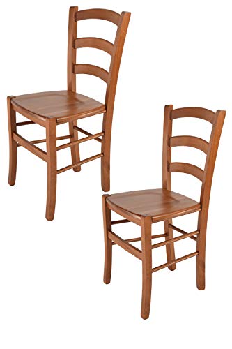 Tommychairs - Set 2 sedie modello Venice per cucina bar e sala da pranzo, robusta struttura in legno di faggio color ciliegio e seduta in legno