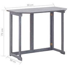 SKM Set da Bistrot 2 pz in Legno Massello di Acacia Grigio