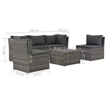 vidaXL Set Divani da Giardino 4 pz con Cuscini Polyrattan Grigio Sofa Esterni