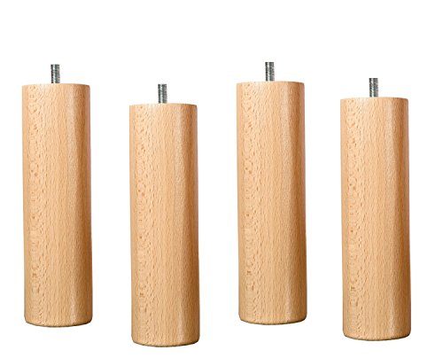 Accessoires-Literie - Set di 4 piedi da letto in legno massiccio. Vernice naturale. Altezza 25 cm.