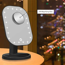 QVIVI Specchio per Trucco a LED con Luce da Tavolo Touch Specchio cosmetico Ricarica USB 10 Volte Ingrandisci Beauty Vanity Mirror Black