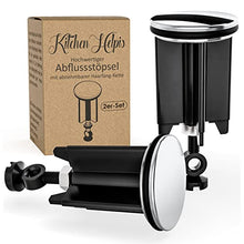 Kitchen Helpis® Tappo lavandino bagno, nero, 2 pezzi, tappo bidet da 40mm con catena cattura capelli, tappo bidet universale, saltarello lavandino, tappi per lavandino bagno, tappi lavandino bagno