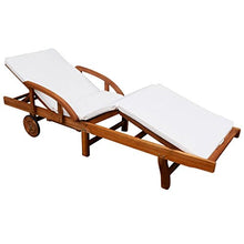 Festnight Lettino da Giardino Esterno Regolabile in Legno Massello con Cuscino,Sedia a Sdraio da Giardino Esterno in Legno Massello di Acacia con Cuscino 200x68x83cm