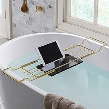 CAI-1 Portaoggetti da Bagno Porta Vasca in Metallo, Retrattile con Porta Bicchiere da Vino e Supporto per iPad/Porta Libri Portaoggetti da Bagno, Adatto per la Maggior Parte delle vasche da Bagno