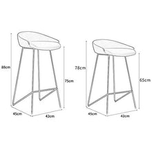 Sgabello da bar × 2, sedia da bar con schienale per cucina domestica, sgabello da lavoro per hotel, cuscino in pelle di alta qualità, con poggiapiedi, comfort sedentario/H / 65CM