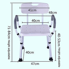 TOYS Sedile da Doccia con Schienale Ausilio da Vasca, Sgabello Bagno in Alluminio, Altezza Regolabile Sedile Doccia Sedia Vasca Ausilio per Anziani, Piedini in Gomma Antiscivolo