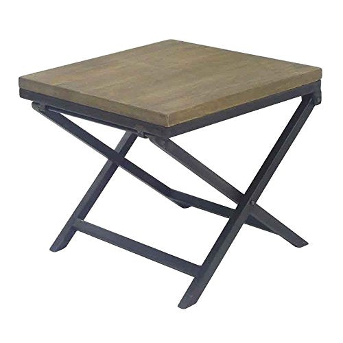 Better & Best 2341293 - Tavolo laterale con zampe pieghevoli di ferro e copertura di colore legno naturale