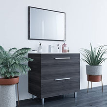 MarinelliGroup Mobile Bagno 80 cm con lavabo in Ceramica e Specchio con cassetti Grigio Cenere Petalo