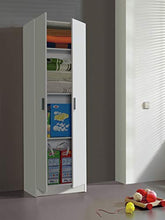 EGLEMTEK Cardinero Armadio Armadietto Multiuso A Colonna con 2 Ante e 4 Ripiani Ingresso Camera da Letto 59 x 37 x 180 Cm Colore Bianco