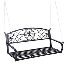 Outsunny Dondolo 2 Persone Design Classico Catene Incluse da Giardino Acciaio 132 x 63 x 58 cm Nero