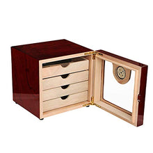 Minmin Scatola di immagazzinaggio dell'armadietto dell'umidità del sigaro di legno del cedro di lusso del pianoforte di lusso con l'umidificatore del igrometro di 4 cassetti Formato: 24 * 22 * 24cm