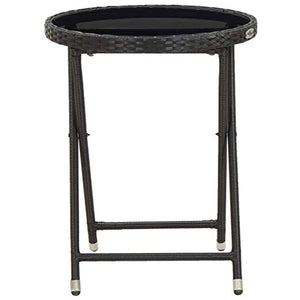 FAMIROSA Set da Bistrot per Giardino 3 pz in Polyrattan e Vetro Nero-8384